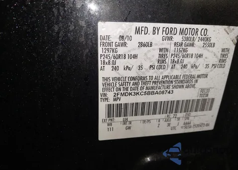 2011 Ford Edge Limited z USA, uszkodzony, nr VIN 2FMDK3KC5BBA08743